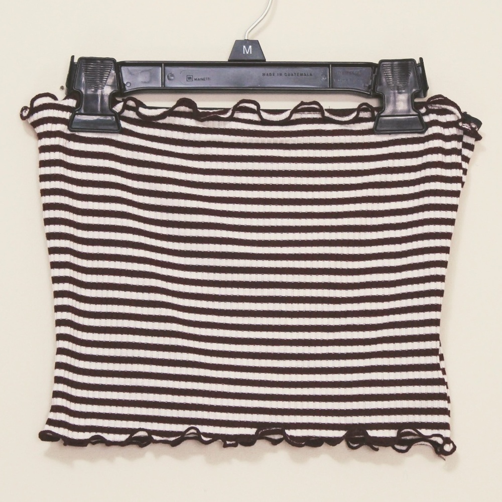 NWOT Lettuce Trim Burgundy Stripe Tube Top Large